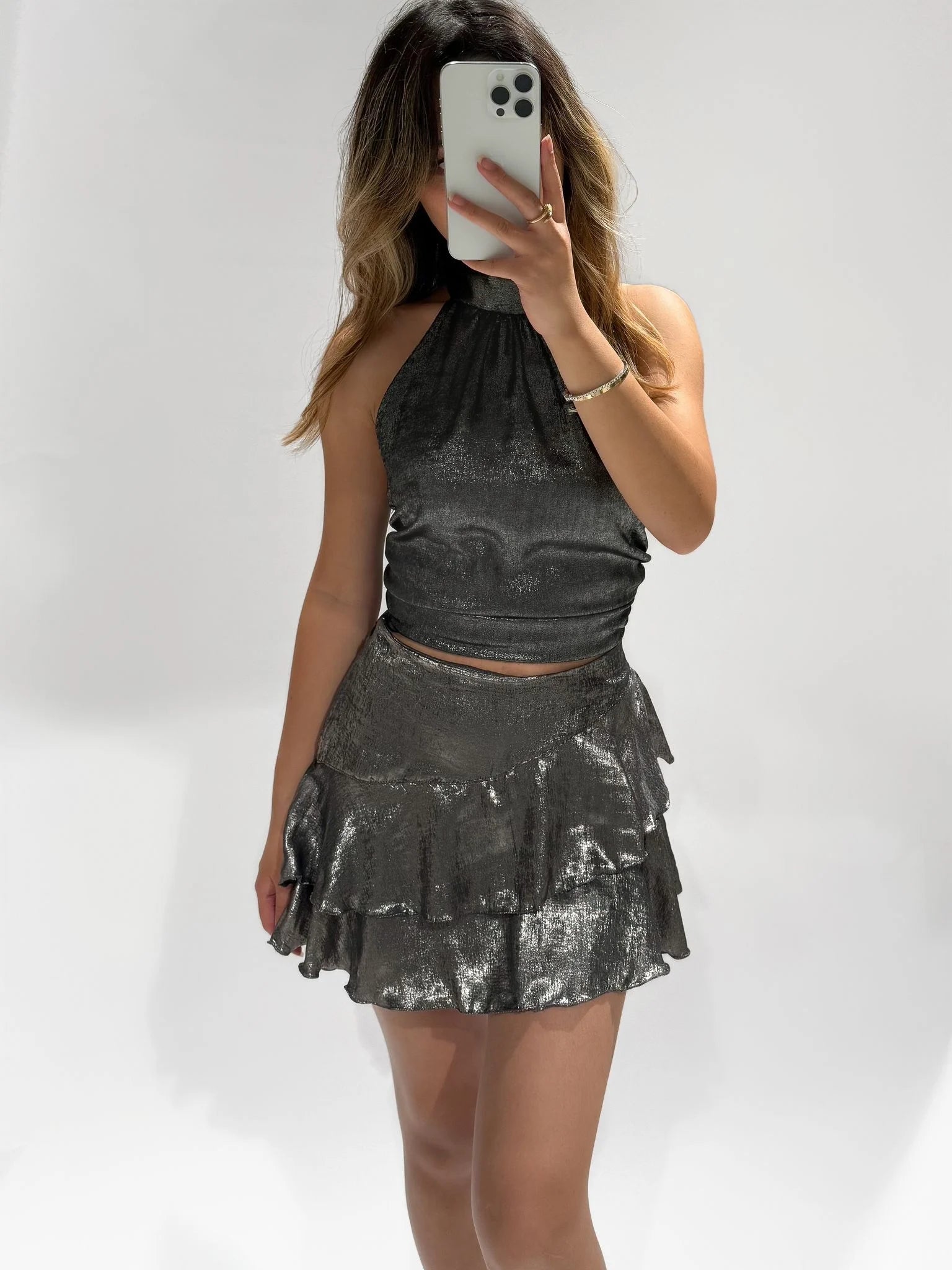 Metallic Skort - Maroon