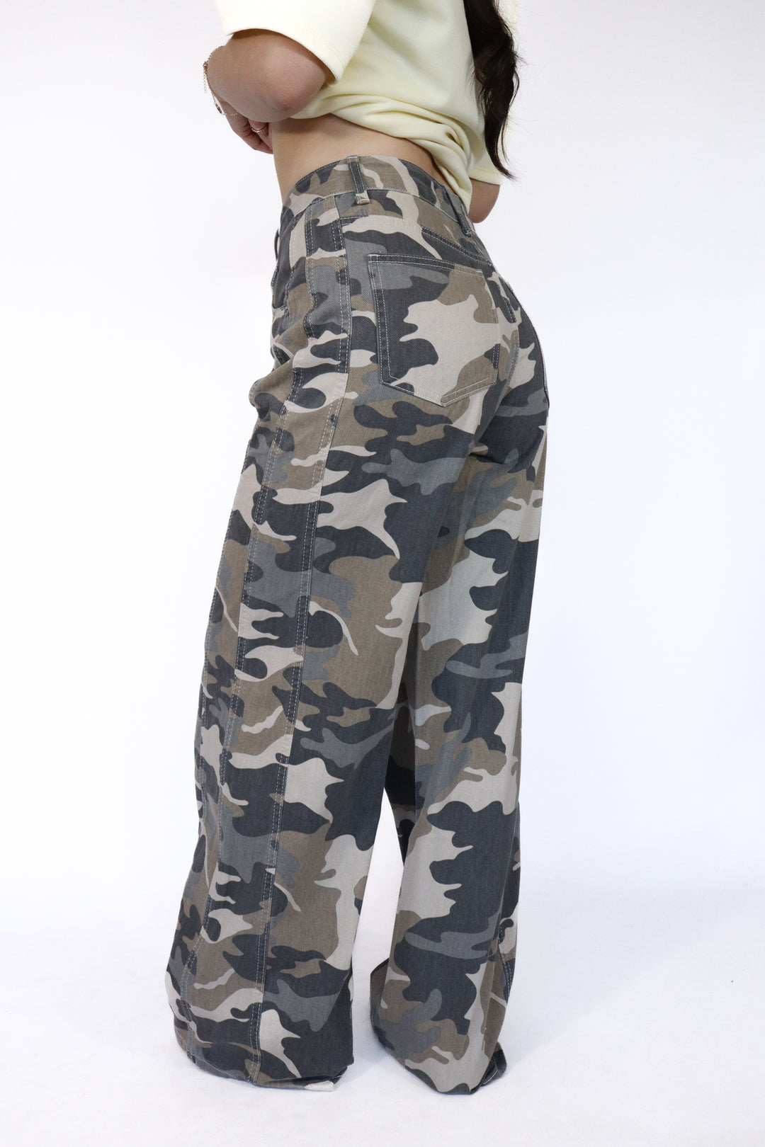 Camo Wide Leg Jeans - Light Stretch