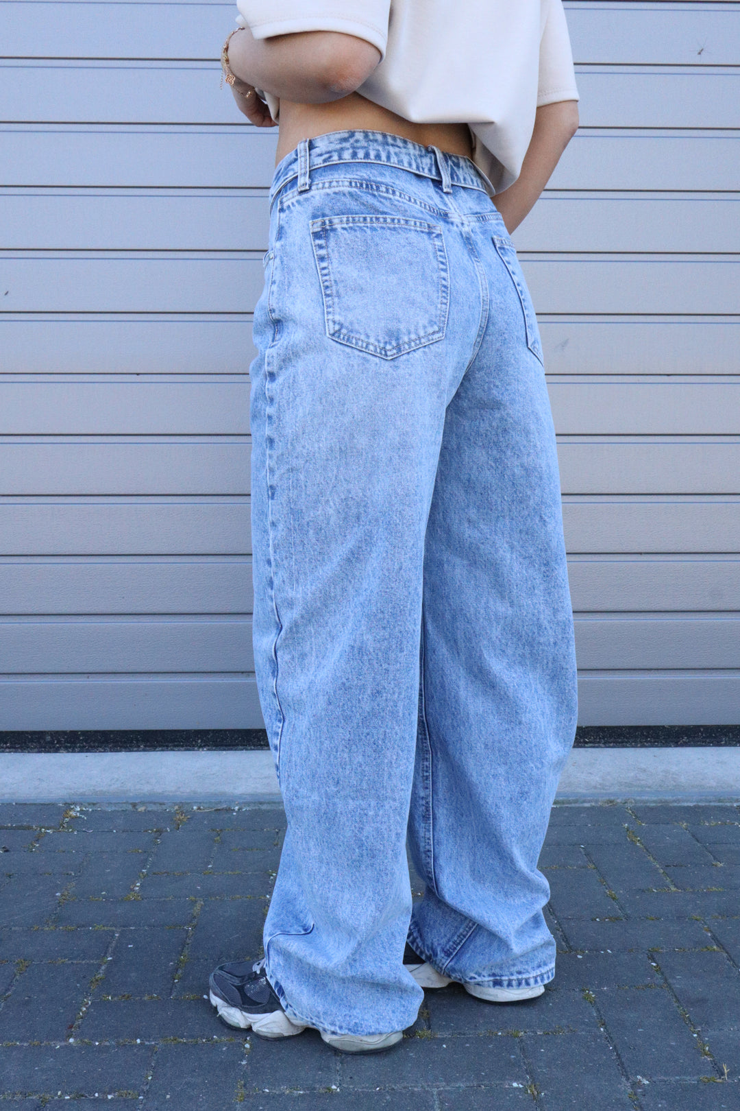 Folded Wide Leg Jeans - Non Stretch