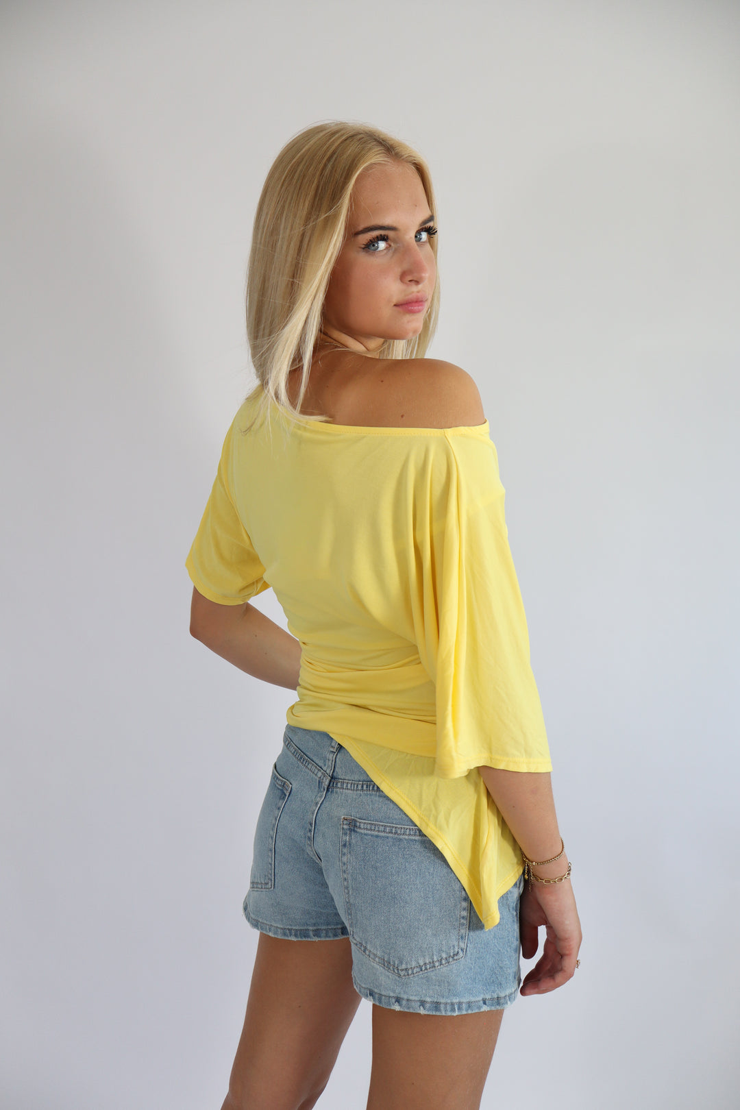 Ivory Draped Top - Stretch
