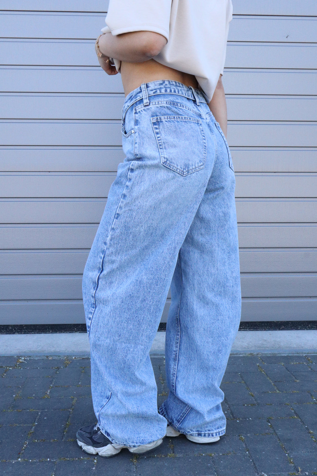 Folded Wide Leg Jeans - Non Stretch