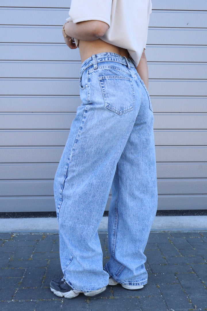 Folded Wide Leg Jeans - Non Stretch