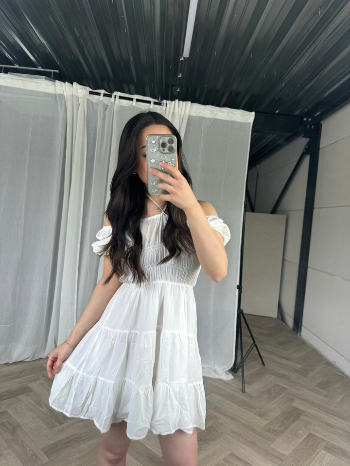 Emily Short Sleeves Dress - White