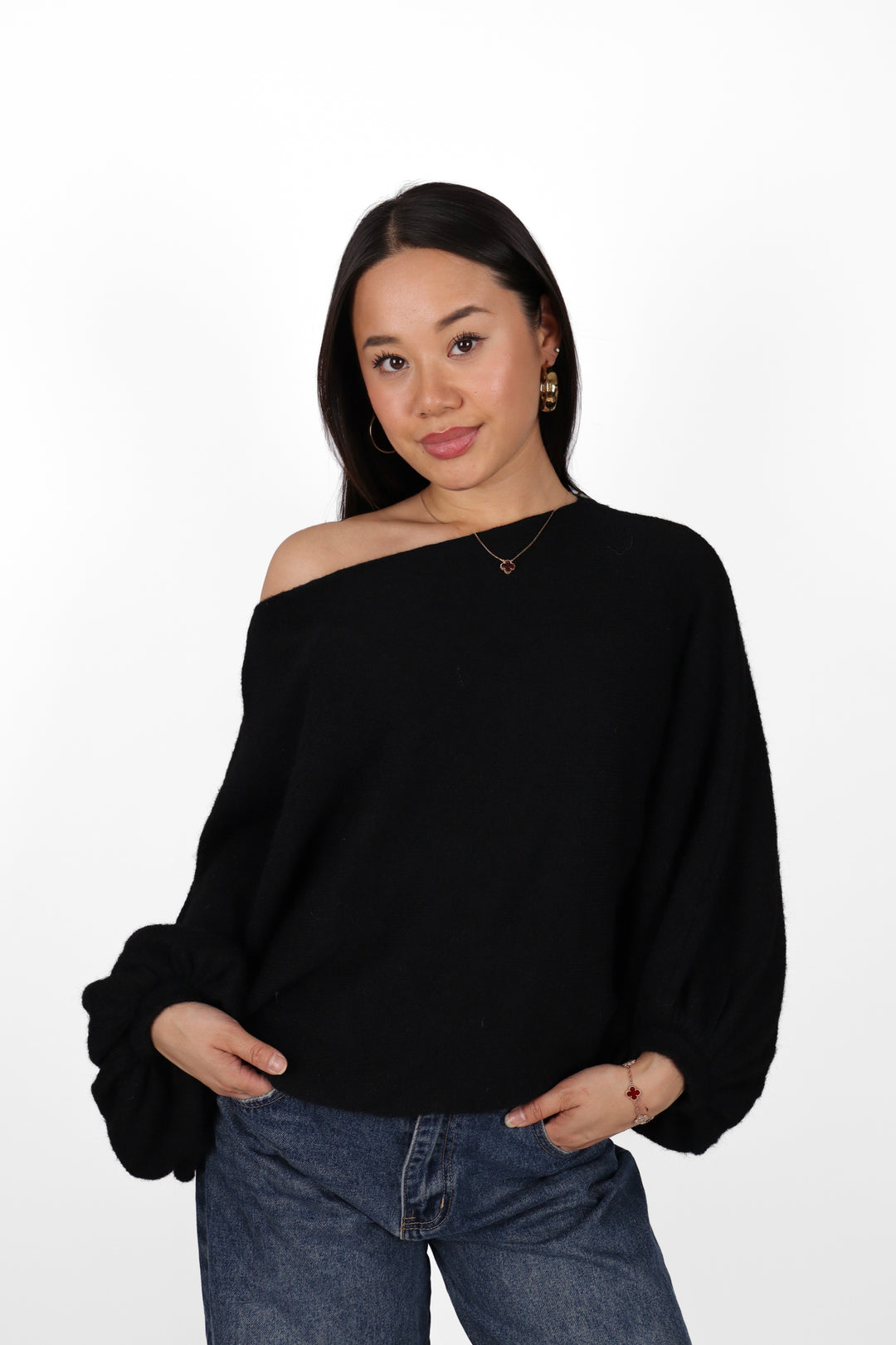 Hailie Off Shoulder Sweater - Stretch
