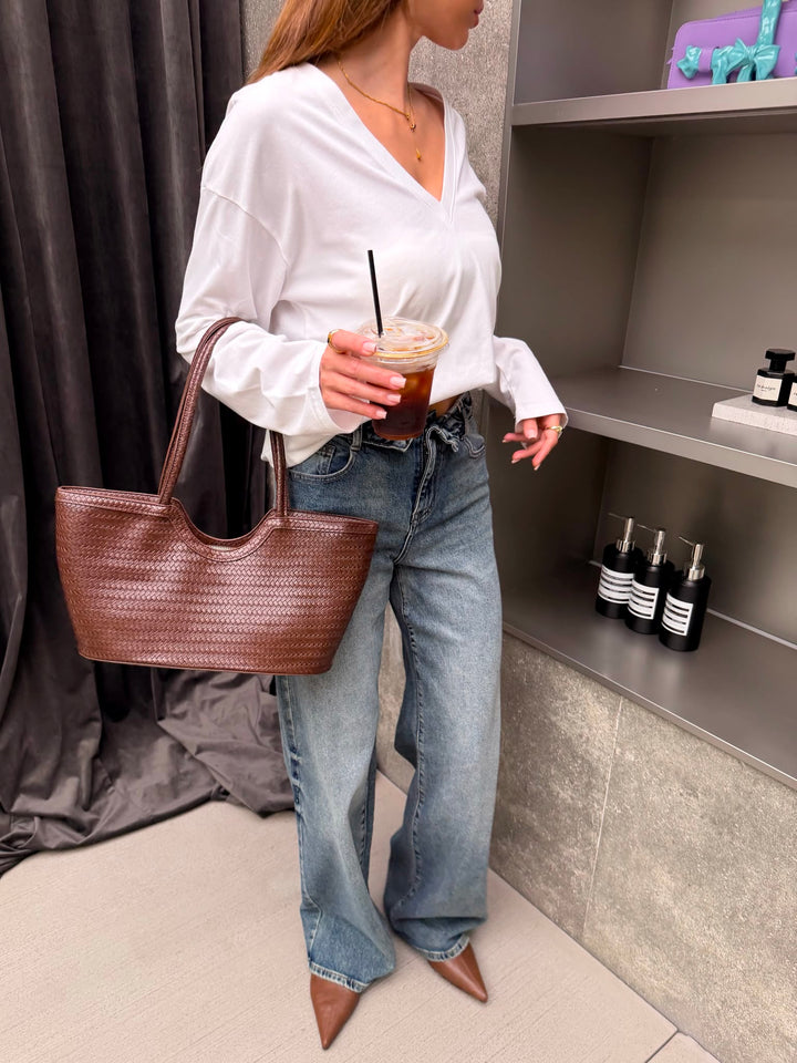 Folded Over TALL Wide Leg Jeans - Light Stretch