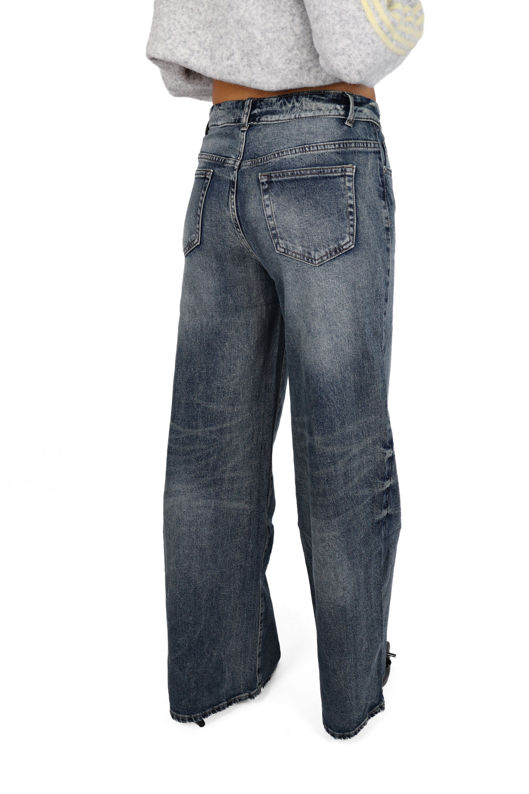 Folded Over TALL Wide Leg Jeans - Light Stretch