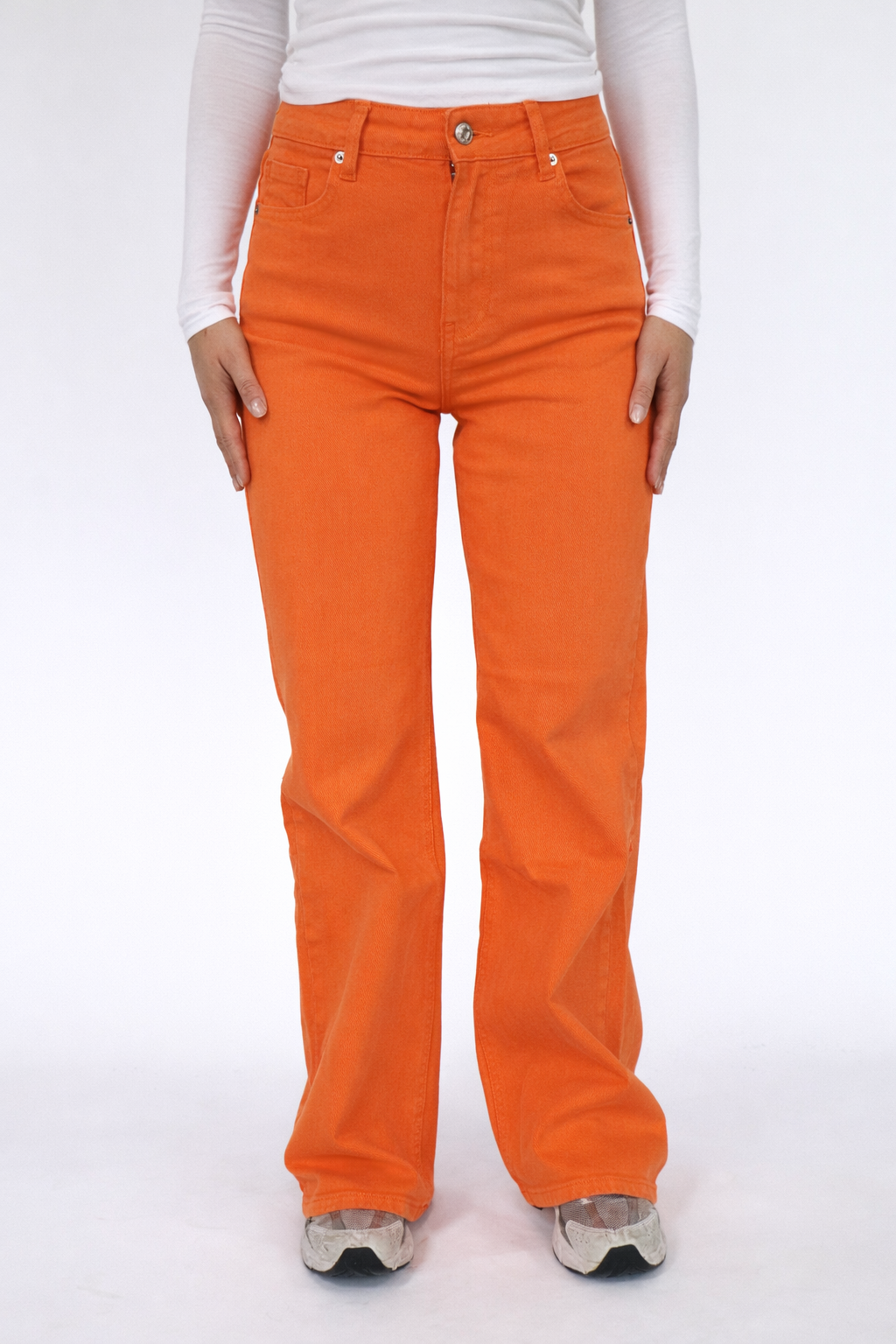 Orange Straight Leg Jeans - Stretch