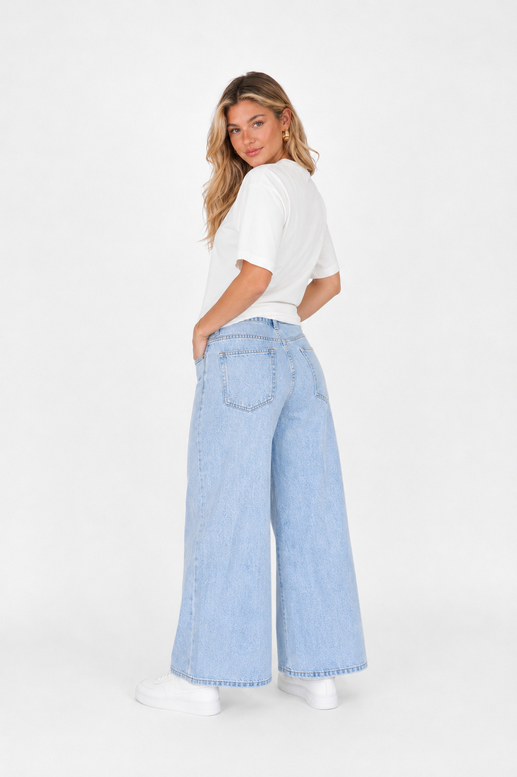 Palazzo Petite Wide Leg Jeans - Stretch