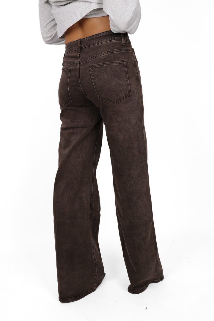 Mocha Muse Midwaist TALL Wide Leg Jeans - Non Stretch
