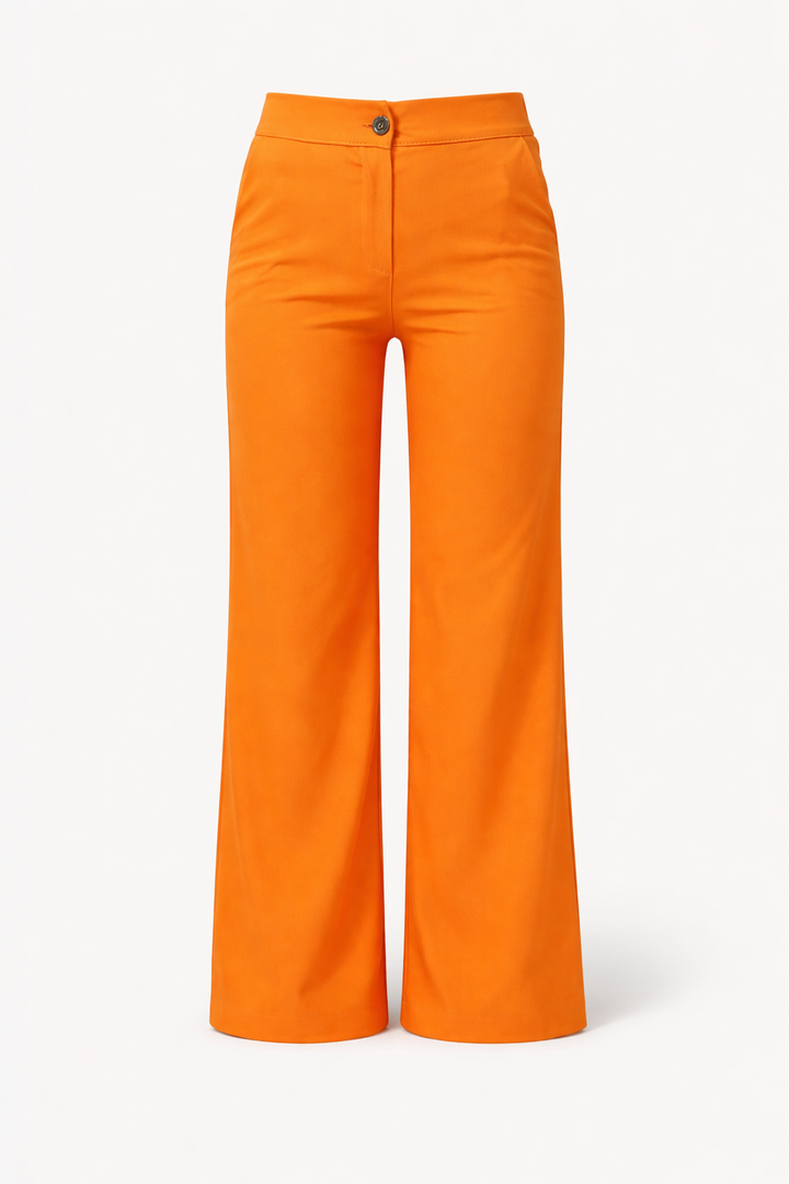 Novera Orange Wide Leg Pants - Light Stretch