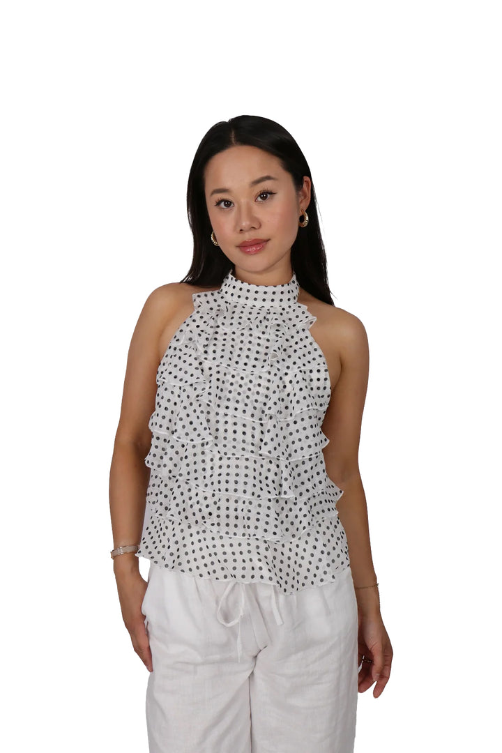Polka Ruffled Top - Stretch