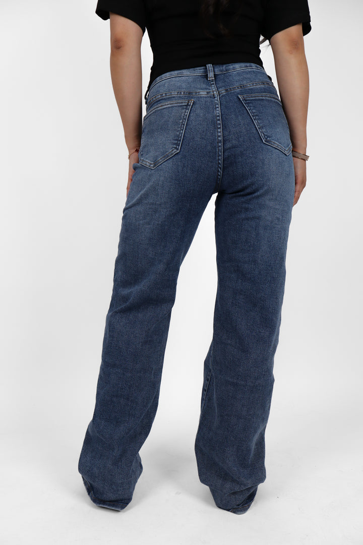 Maya Plus Size Wide Leg Jeans - Stretch