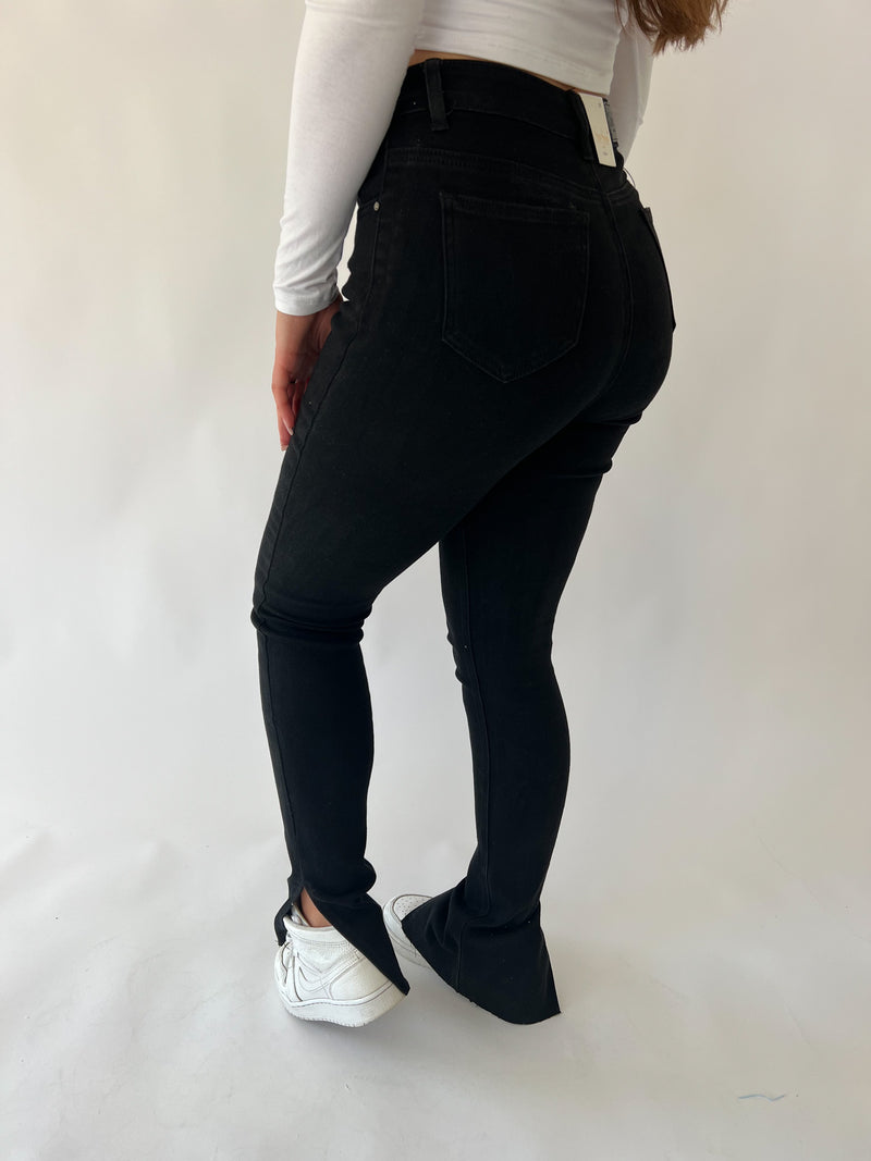 Zenia Split Stretch Skinny Jeans - Black