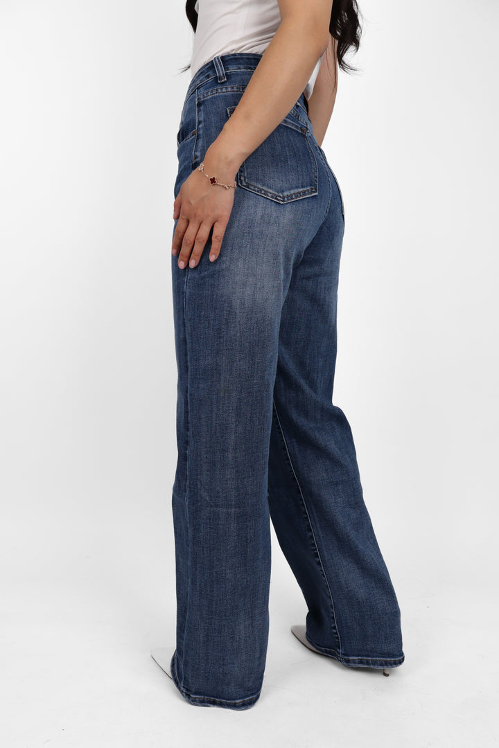 The Mi Amor Wide Leg Jeans - Stretch