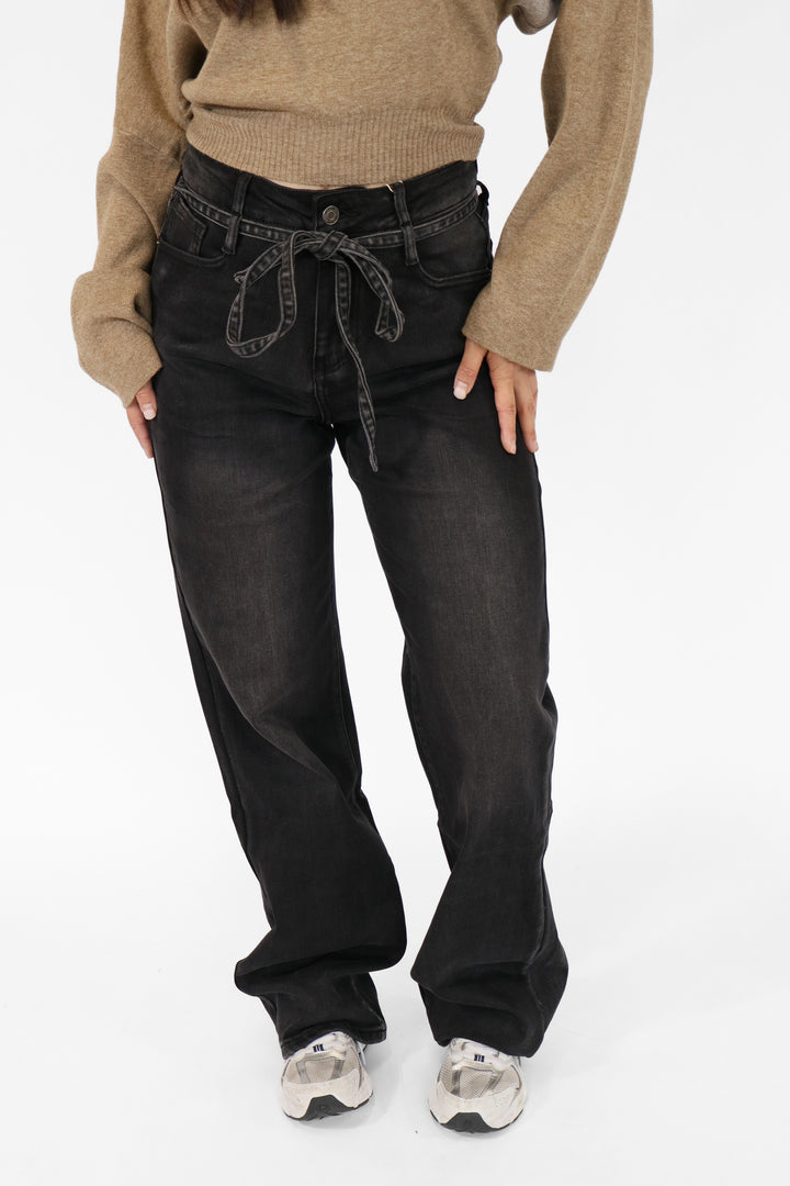 Ivy Tied Wide Leg Jeans - Stretch