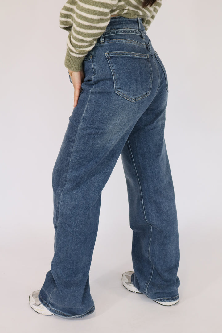 Ivy Tied Wide Leg Jeans - Stretch