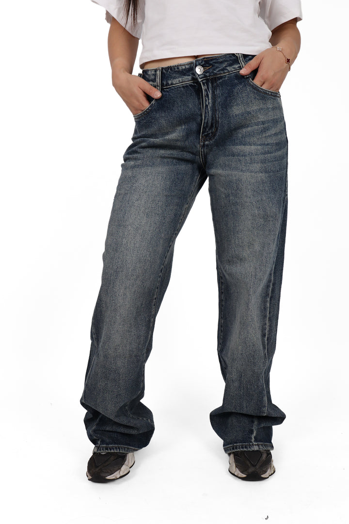 Midnight Fade Wide Leg Jeans - Stretch