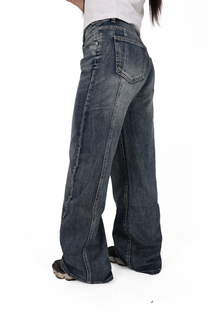 Midnight Fade Wide Leg Jeans - Stretch