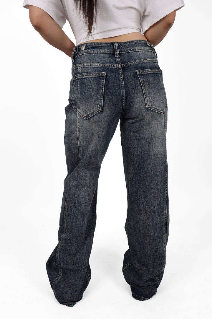 Midnight Fade Wide Leg Jeans - Stretch