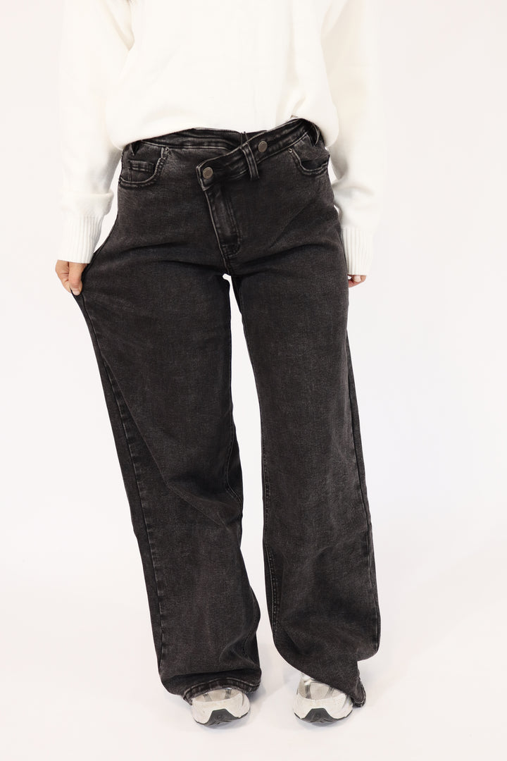 Lou Wide Leg Twisted Jeans - Stretch