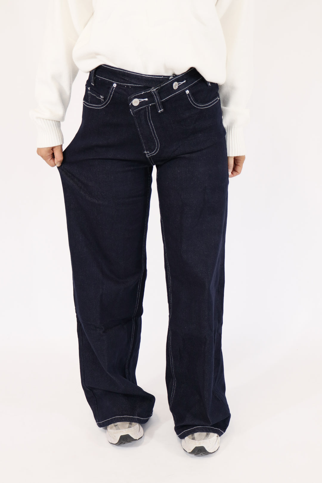 Lou Wide Leg Twisted Jeans - Stretch