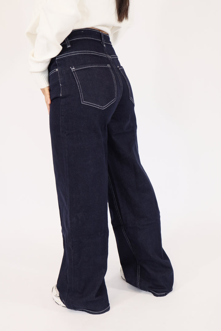 Lou Wide Leg Twisted Jeans - Stretch