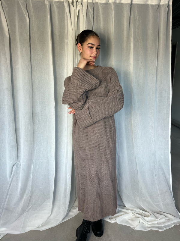 Long Sweater Dress - Taupe