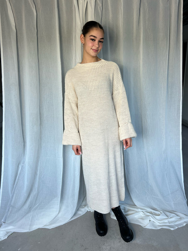 Long Sweater Dress - Beige