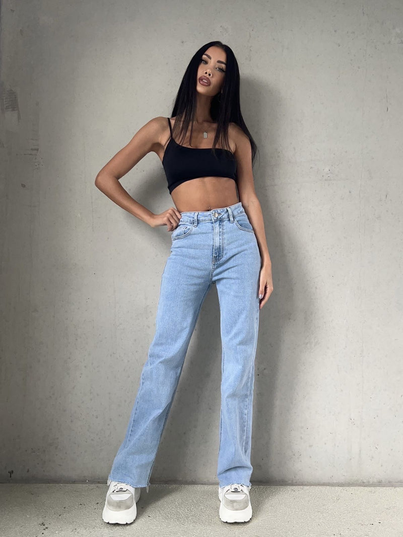 Tianna Wide Leg Stretch Jeans - Denim