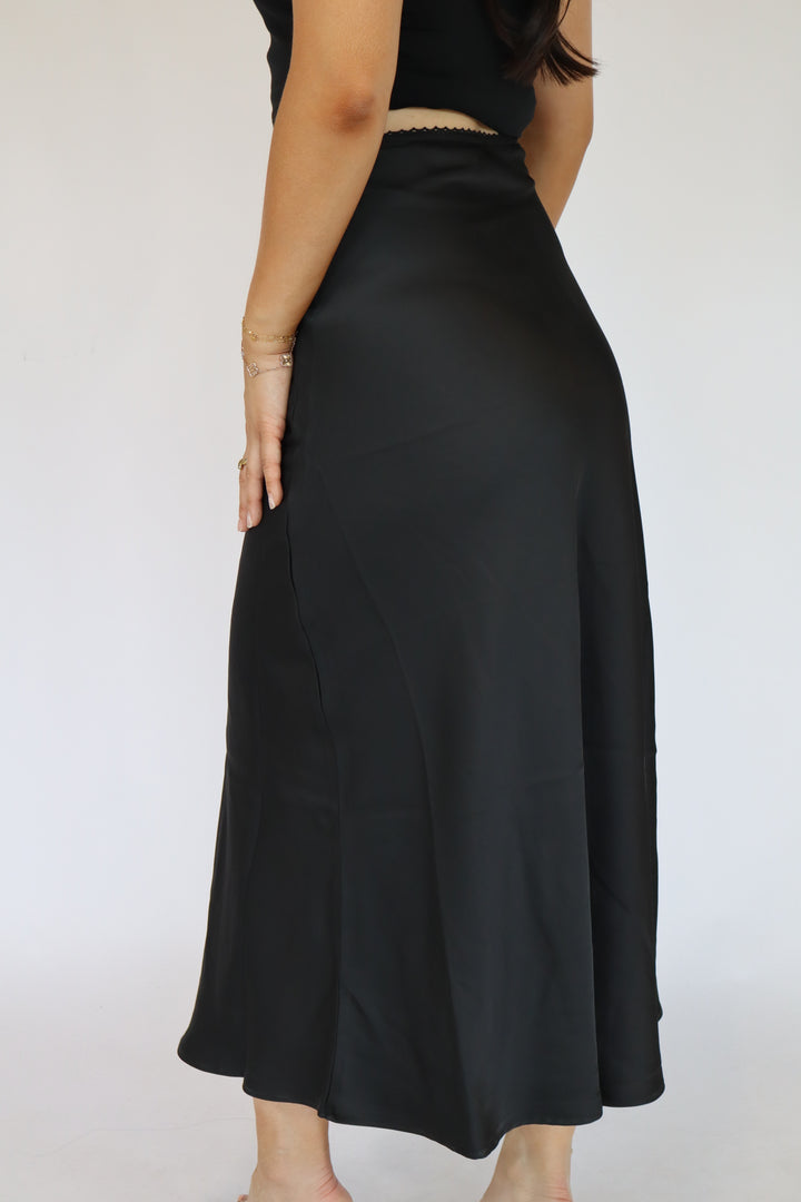 Satin Flow Midi Skirt