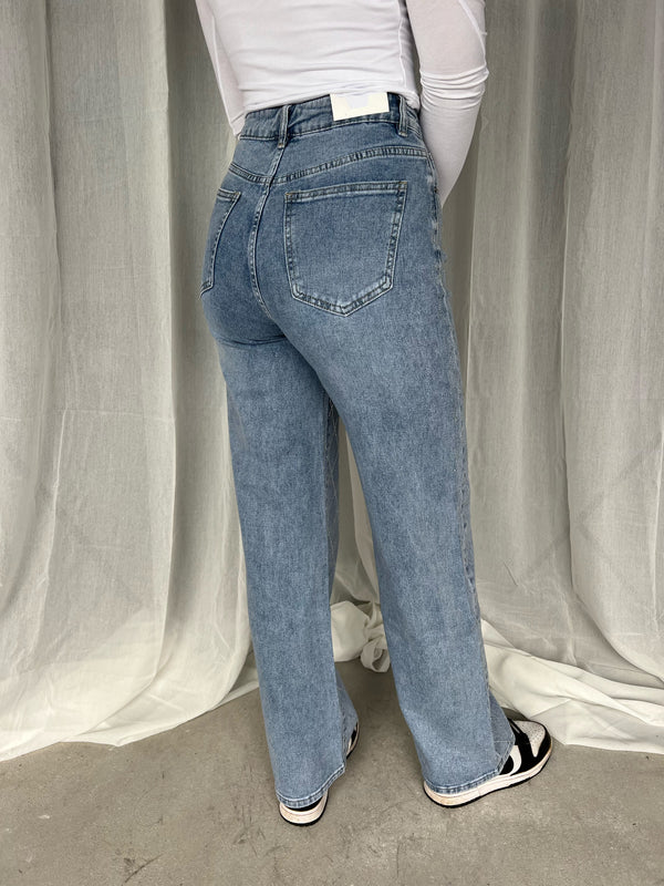 Wide Leg Glitter Jeans - Denim