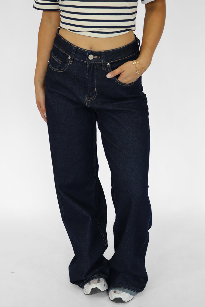Classic Midnight Wide Leg Jeans - Stretch