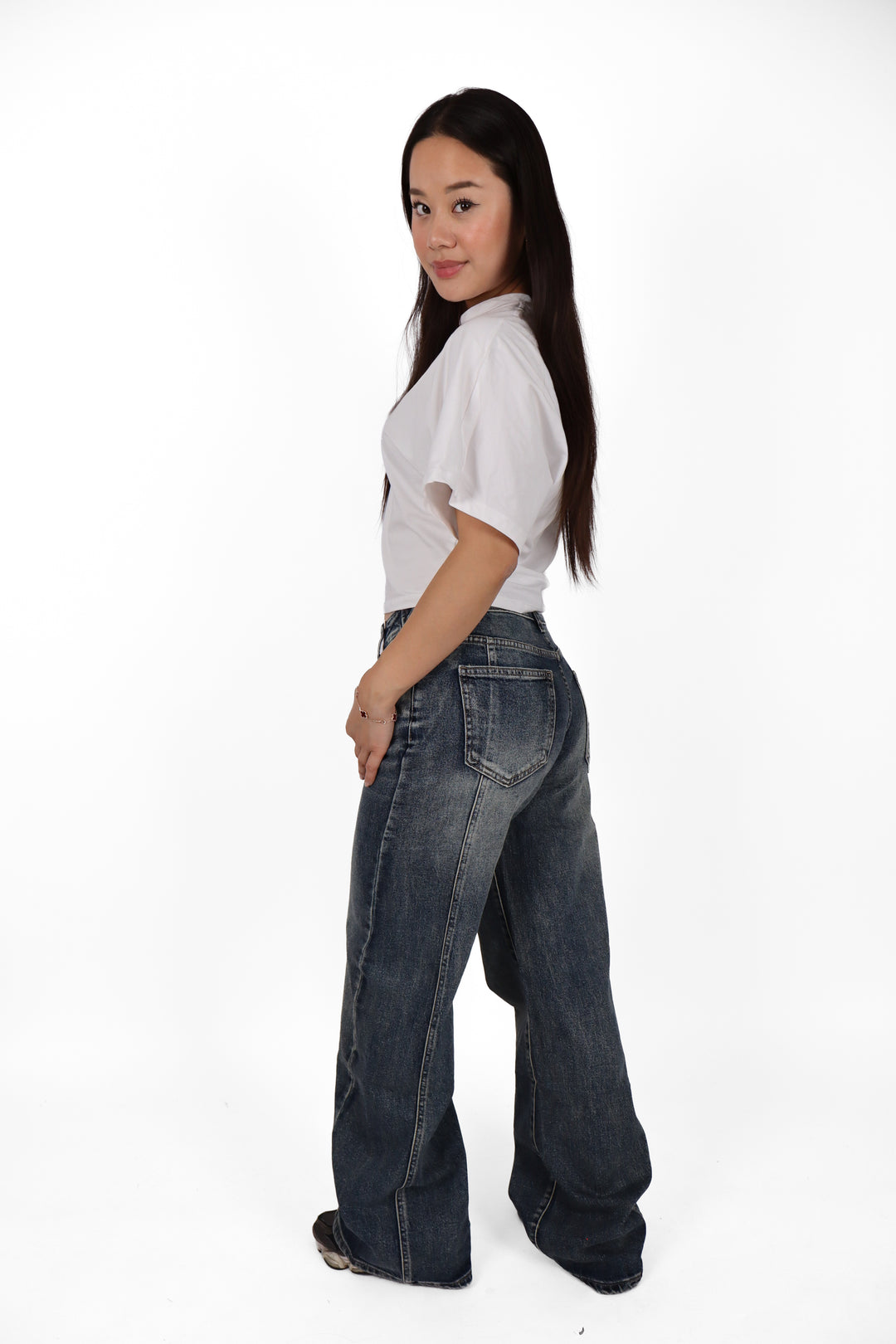 Midnight Fade Wide Leg Jeans - Stretch