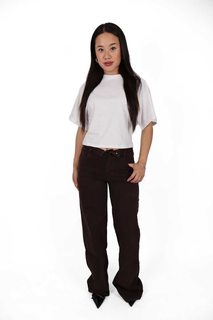 Folded Over TALL Wide Leg Jeans - Light Stretch