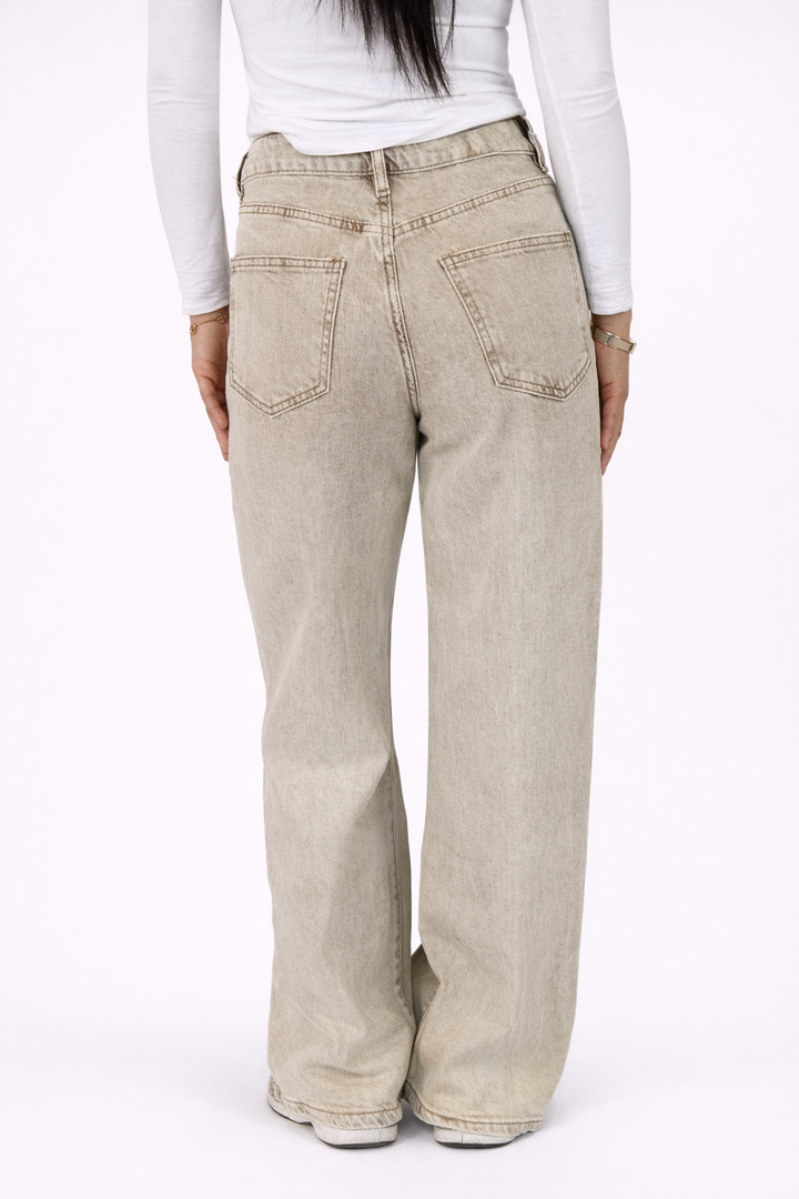 Soft Sand Wide Leg Jeans - Stretch