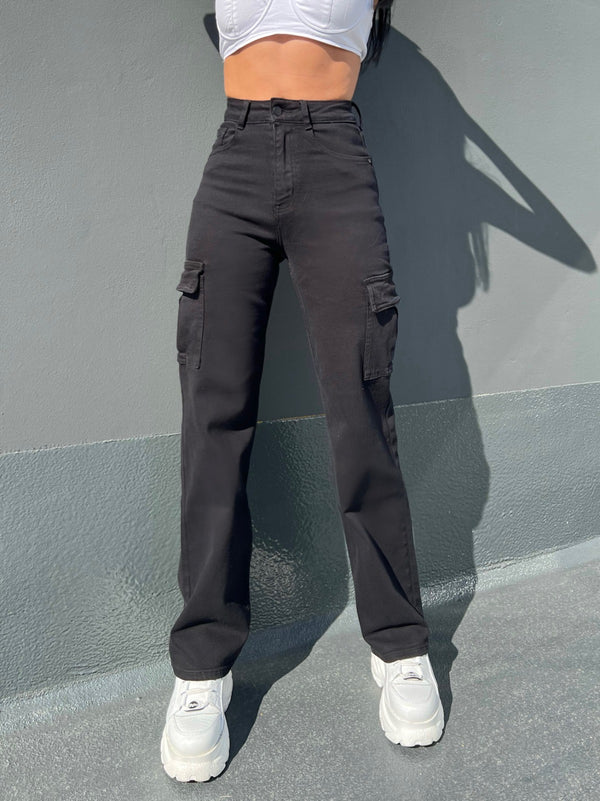 Cargo Stretch Jeans - Black