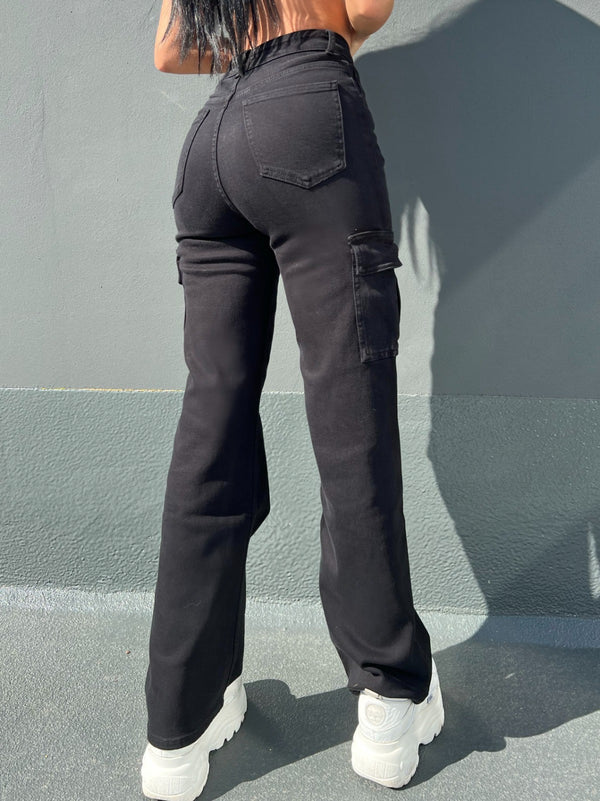 Cargo Stretch Jeans - Black