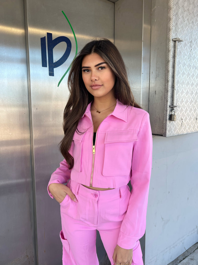 Zoe Cropped Jacket - Pink
