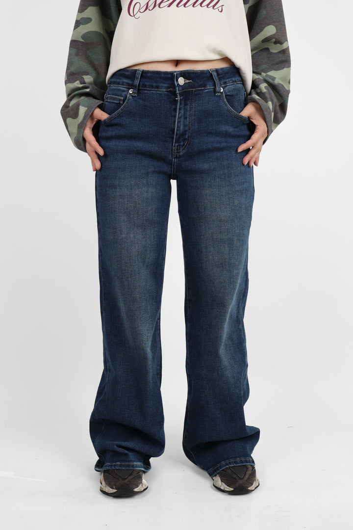 Down Town Low Waist Wide Leg Jeans - Stretch