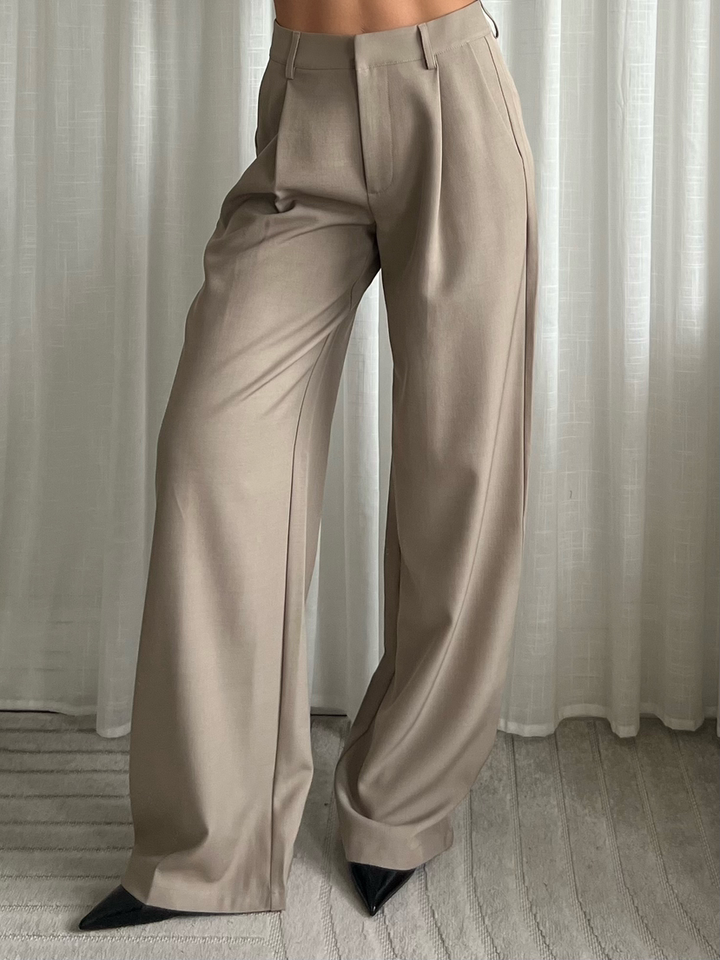 TALL Midwaist Wide Leg Pantalon - Taupe