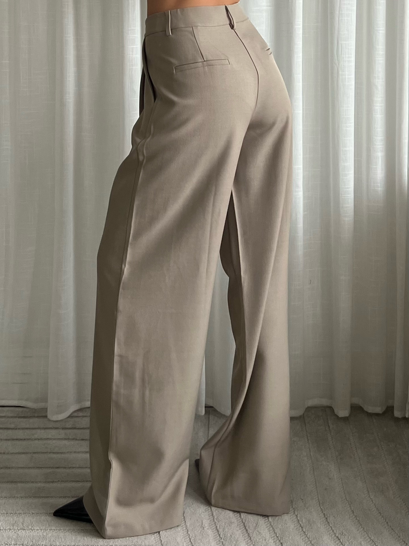 TALL Midwaist Wide Leg Pantalon - Taupe