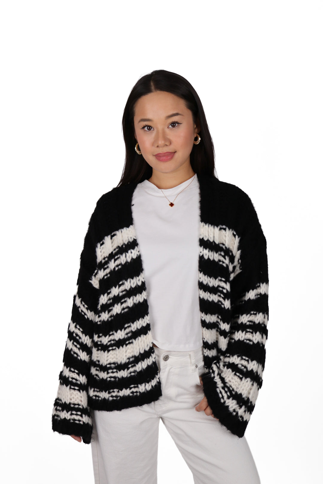 Striped Chunky Knit Cardigan