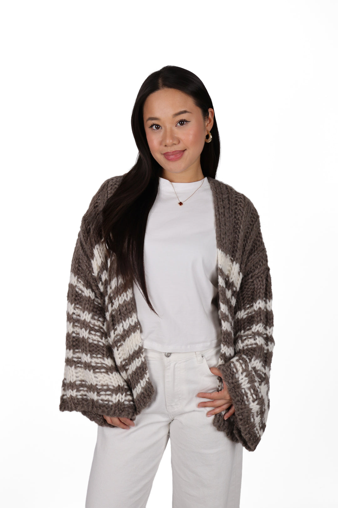 Striped Chunky Knit Cardigan
