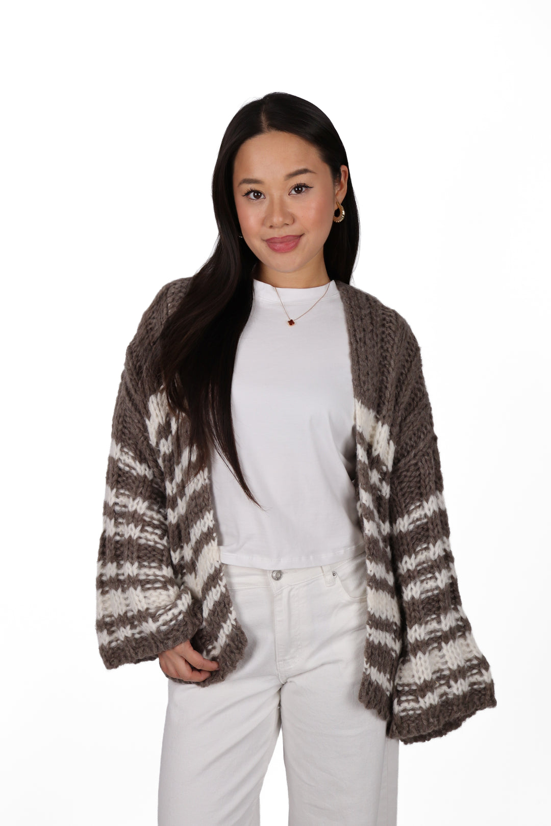 Striped Chunky Knit Cardigan