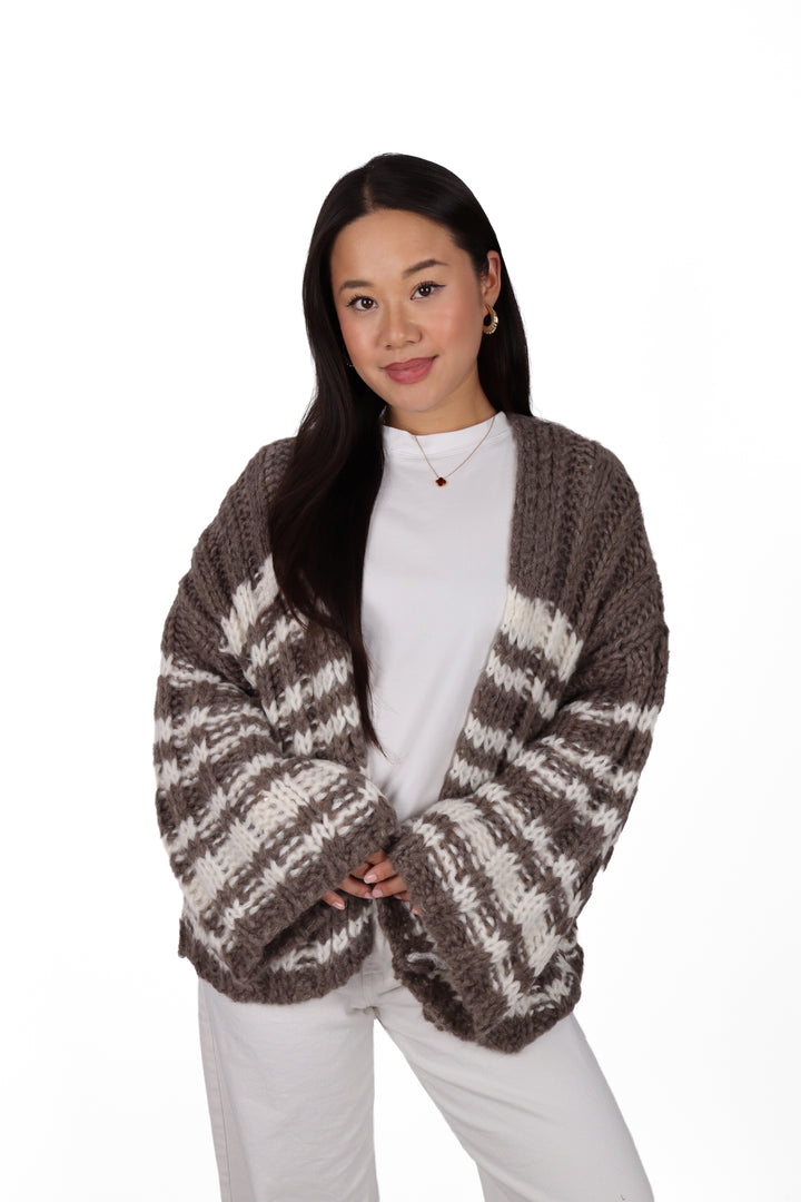 Striped Chunky Knit Cardigan