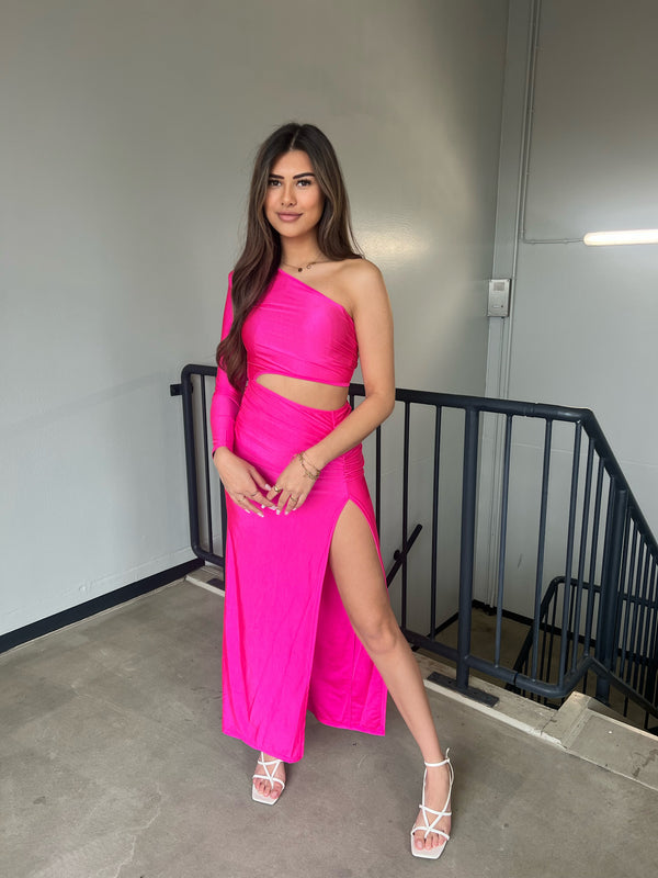 Long Cut Out Dress - Fuchsia