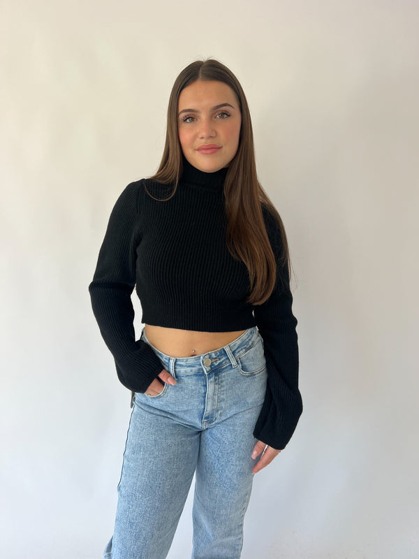 Lex Cropped Sweater - Black