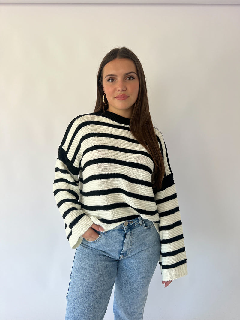 Moran Striped Sweater - Black
