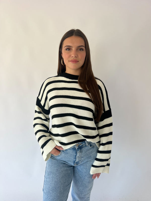 Moran Striped Sweater - Black
