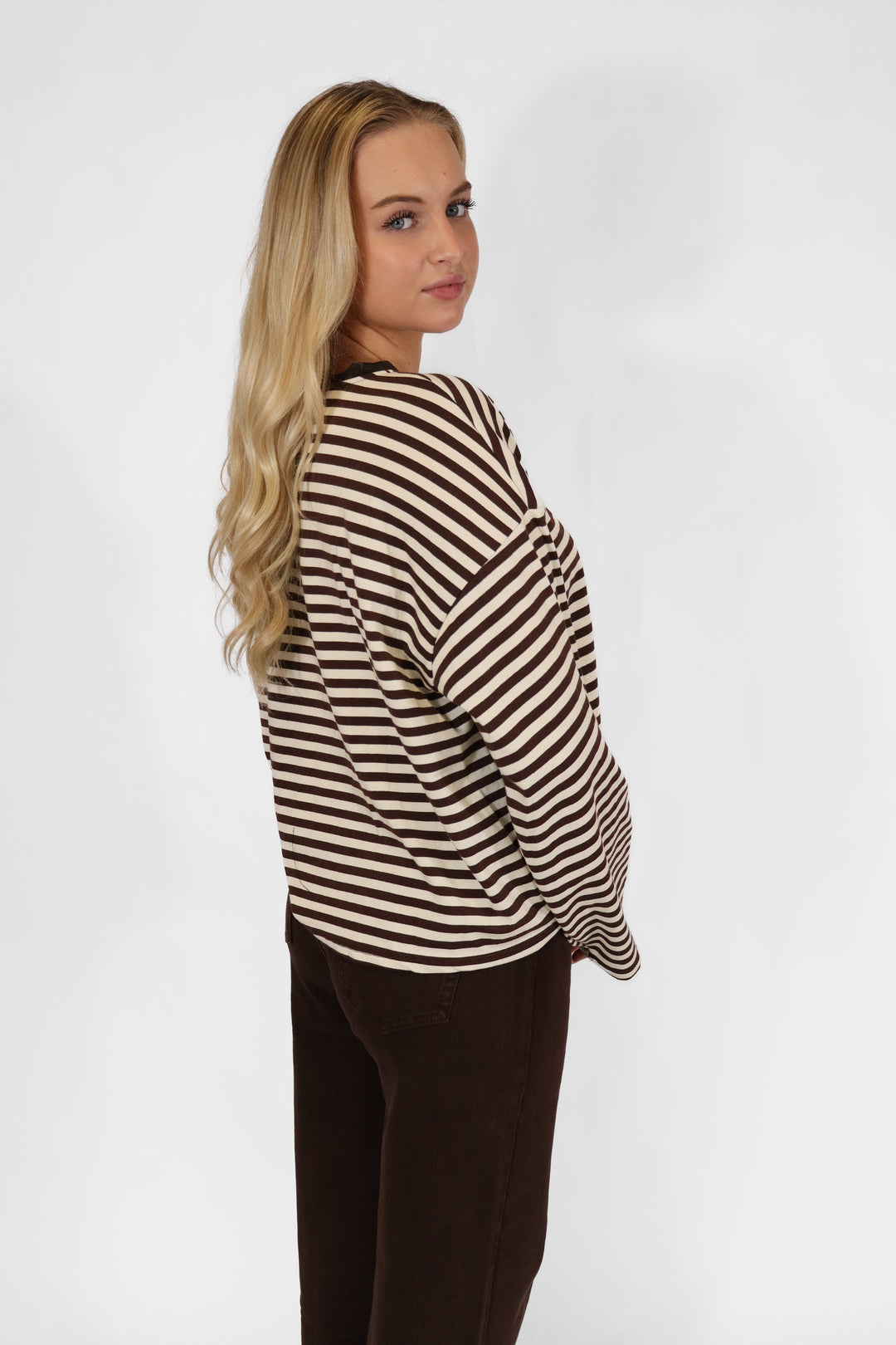 Puk Oversized Striped Tee - Brown